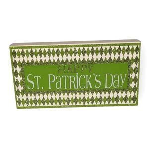 Collections Green Glitter Happy St. Patrick's Day Wooden Tabletop Decor‎ Sign